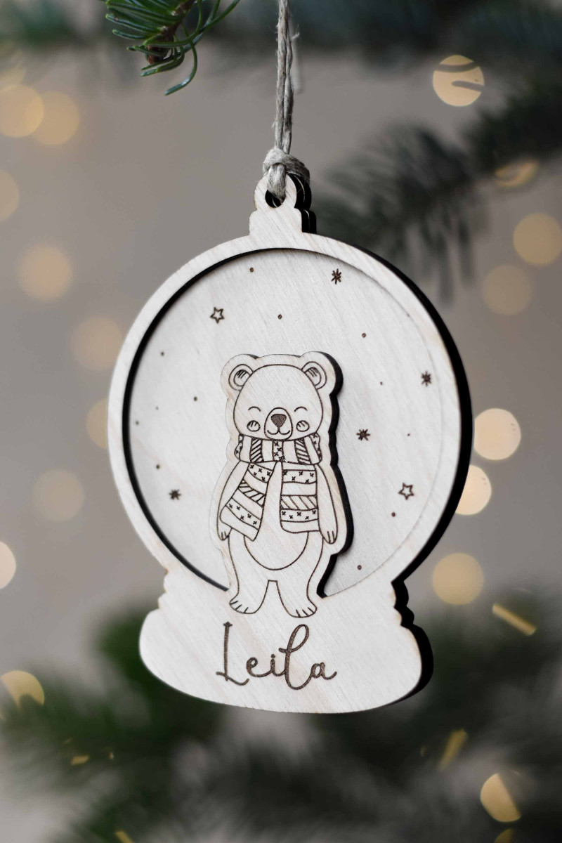 Macis karácsonyfadísz saját névvel