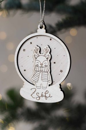 Rénszarvasos karácsonyfadísz saját névvel
